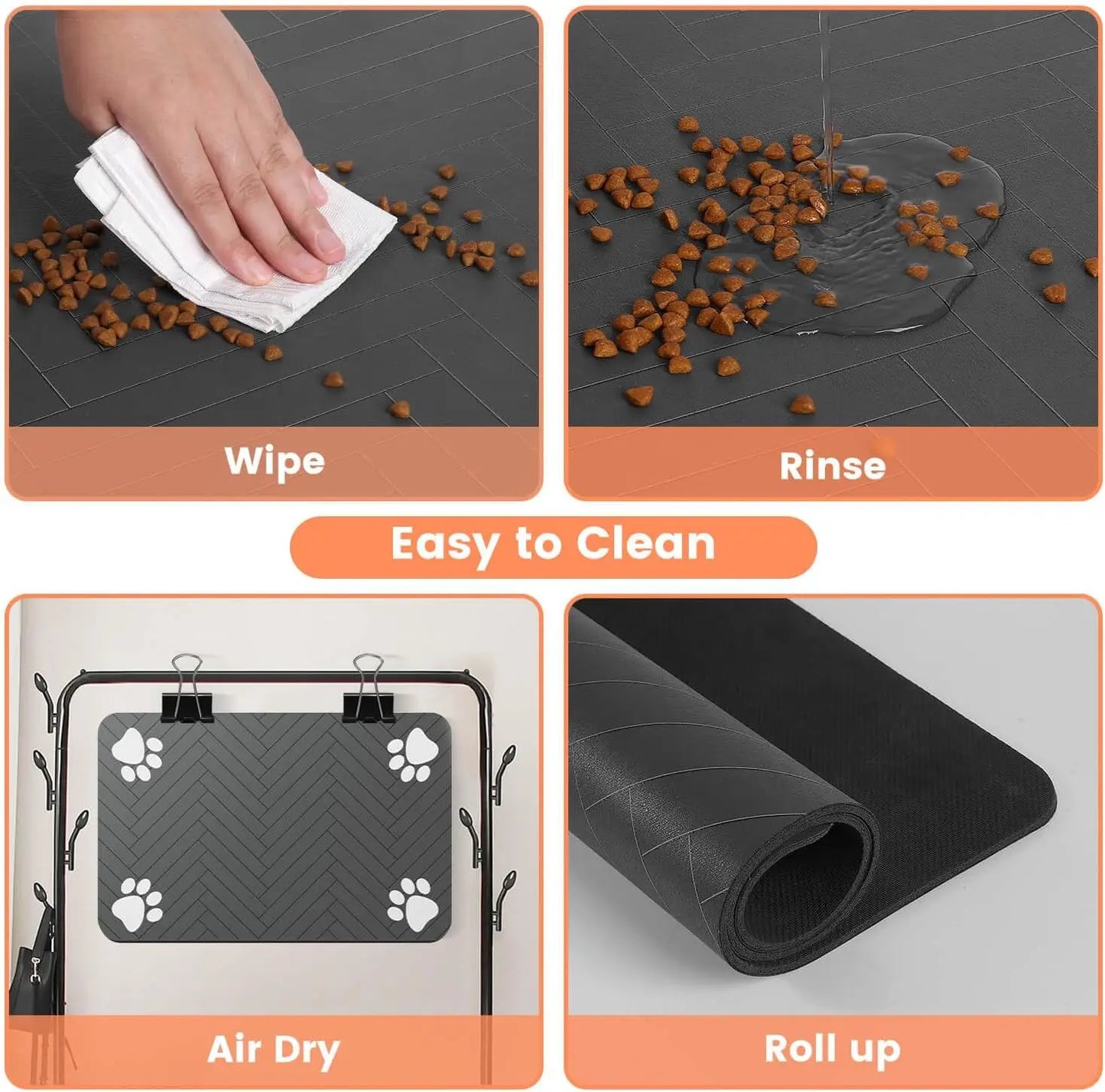 Pet Feeding Mat-Absorbent Pet Placemat for Food and Water Bowl, with Waterproof Rubber Backing, Quick Dry Water Mat