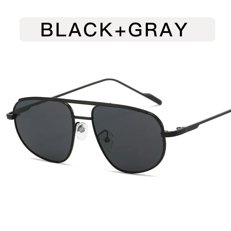 Metal Punk Square Pilot Luxury Brand Metal Half Frame Sunglasses Gradient Shades