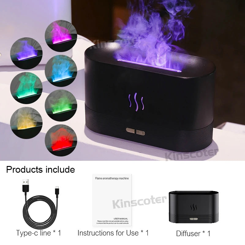 Aroma Diffuser Air Humidifier Ultrasonic Cool Mist Maker Fogger Led Essential Oil Flame Lamp Diffuser