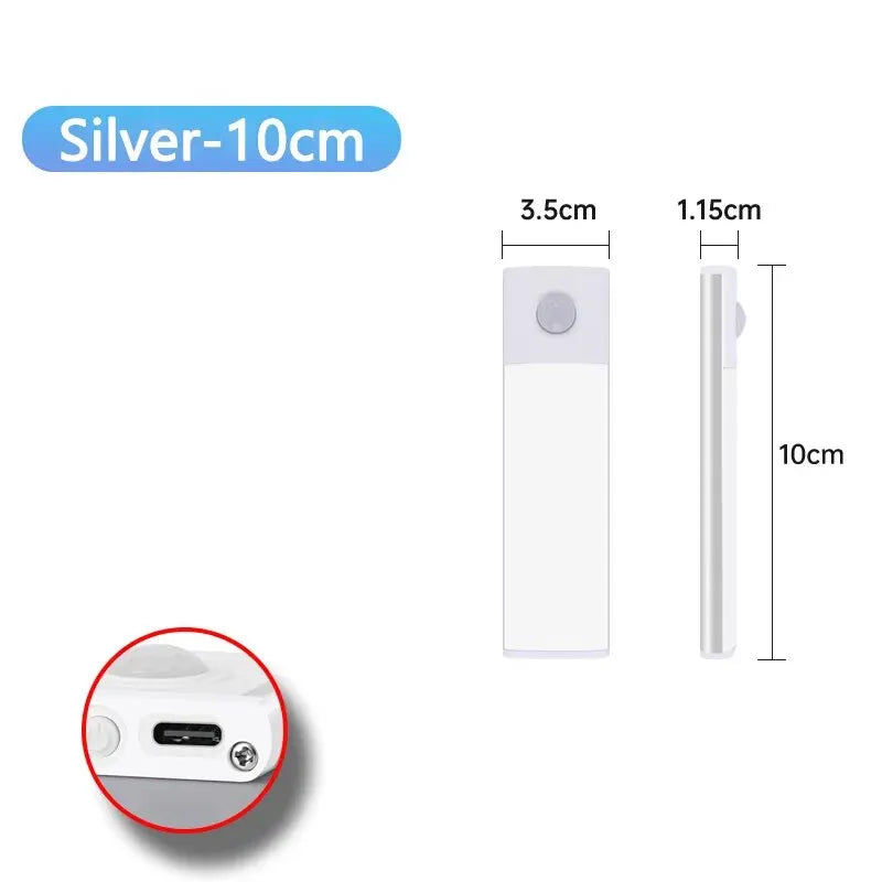 LED Cabinet Light USB Type-C Rechargeable Motion Sensor Led Lamp 10cm/20cm/30cm/40cm/50cm