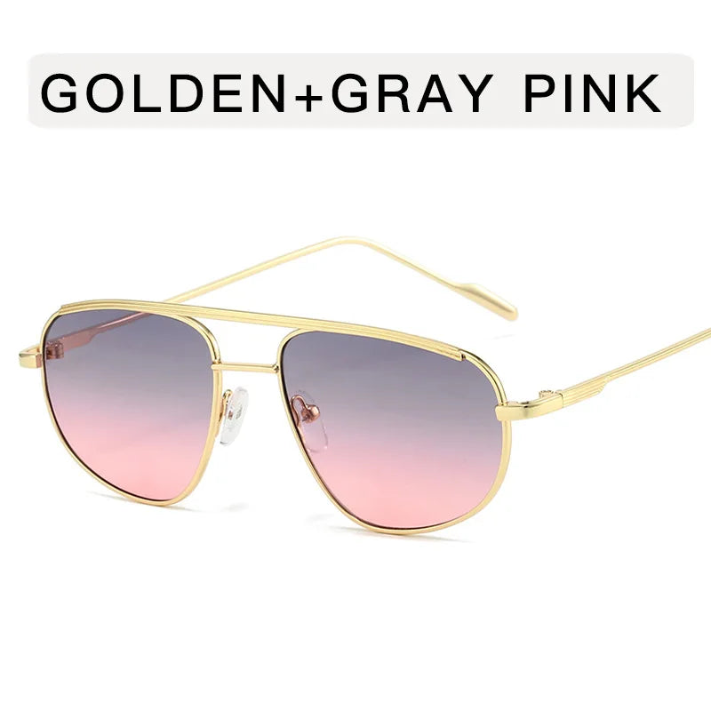 Metal Punk Square Pilot Luxury Brand Metal Half Frame Sunglasses Gradient Shades