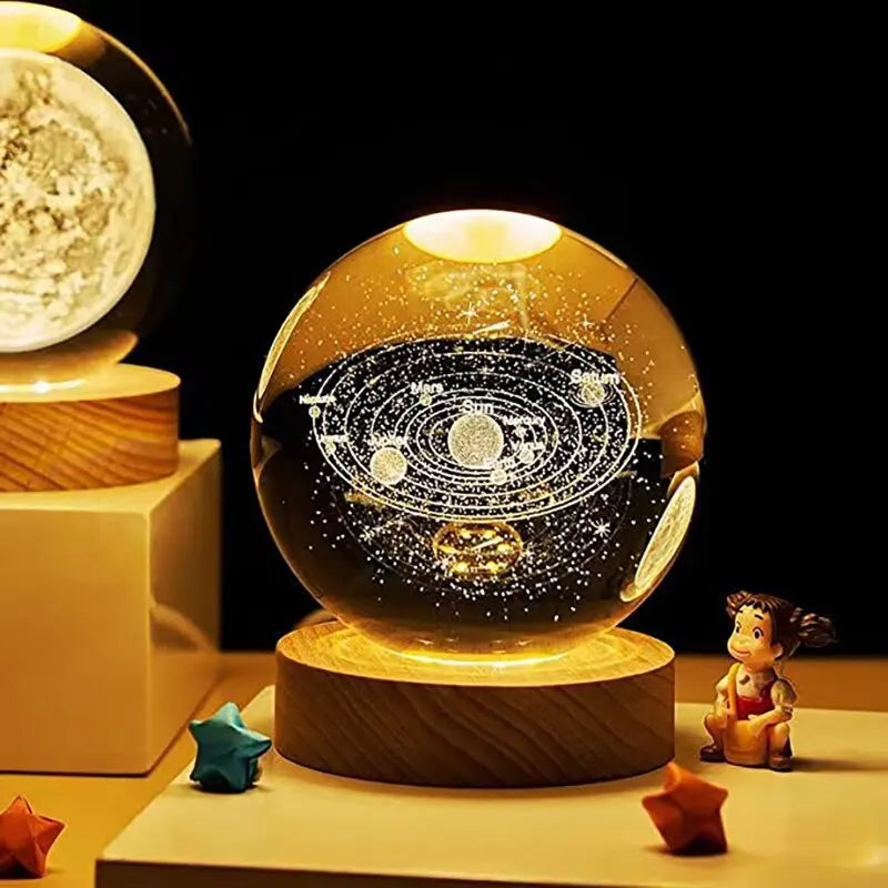 LED Night Light Milky Way Galaxy Solar System Crystal Ball Night Lamp Ambient Light