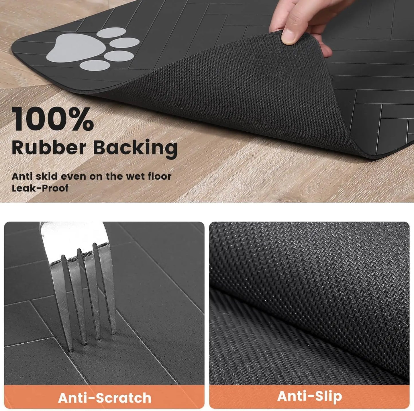 Pet Feeding Mat-Absorbent Pet Placemat for Food and Water Bowl, with Waterproof Rubber Backing, Quick Dry Water Mat