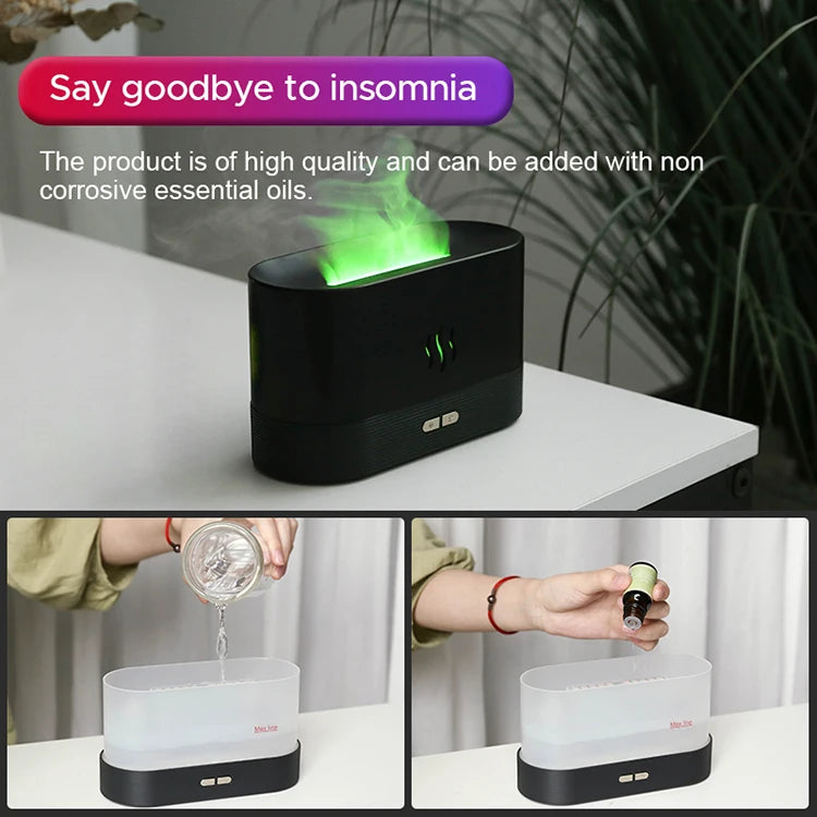 Aroma Diffuser Air Humidifier Ultrasonic Cool Mist Maker Fogger Led Essential Oil Flame Lamp Diffuser