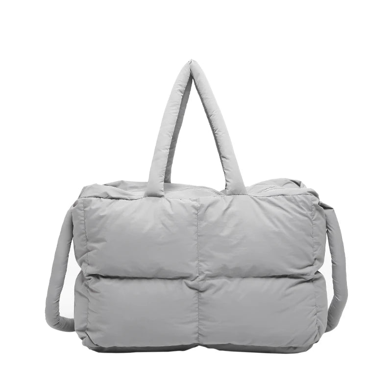 Puffer Tote Bag for Women Lightweight Down Cotton Padded Crossbody Bag Large Capacity