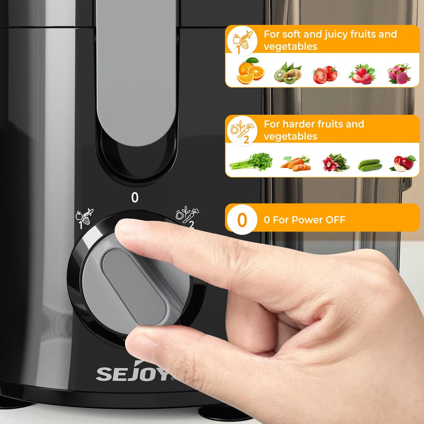 SEJOY Centrifugal Juicer Machine Automatic Pulp Ejection Electric Citrus Juicer Extractor Machine Fruit Veg Blender
