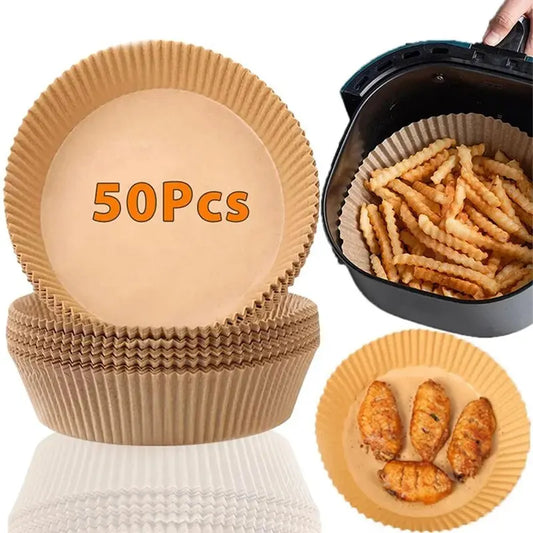 50/100Pcs Air Fryer Disposable Paper Non-Stick Baking Papers Round Air-Fryer Paper Liners