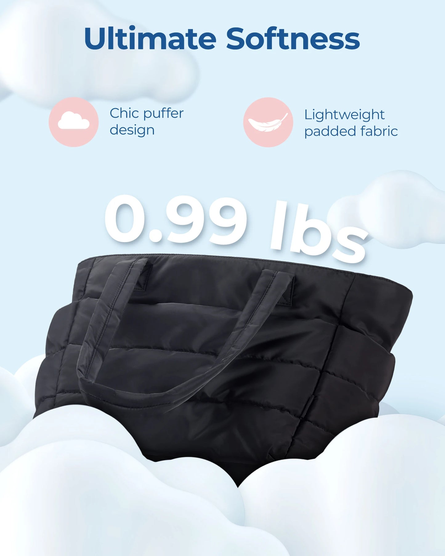 Tote Bag Puffy Padded Bags Leisure Commuting Handbag Large Capacity Storage Organizer