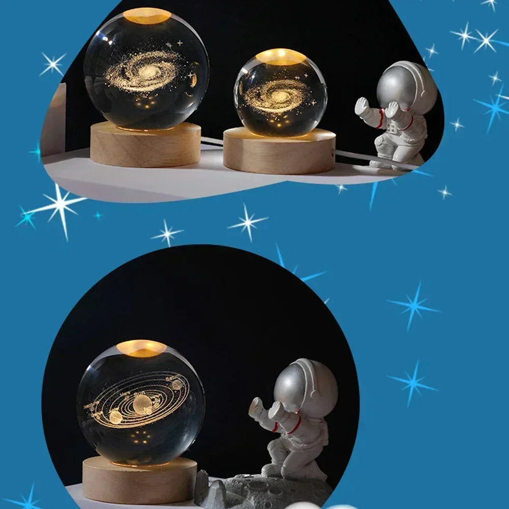 6CM 3D Crystal Ball Lamp With Galaxy And Planetary Projection USB Night Light For Bedroom Decor Plasma Ball Gift
