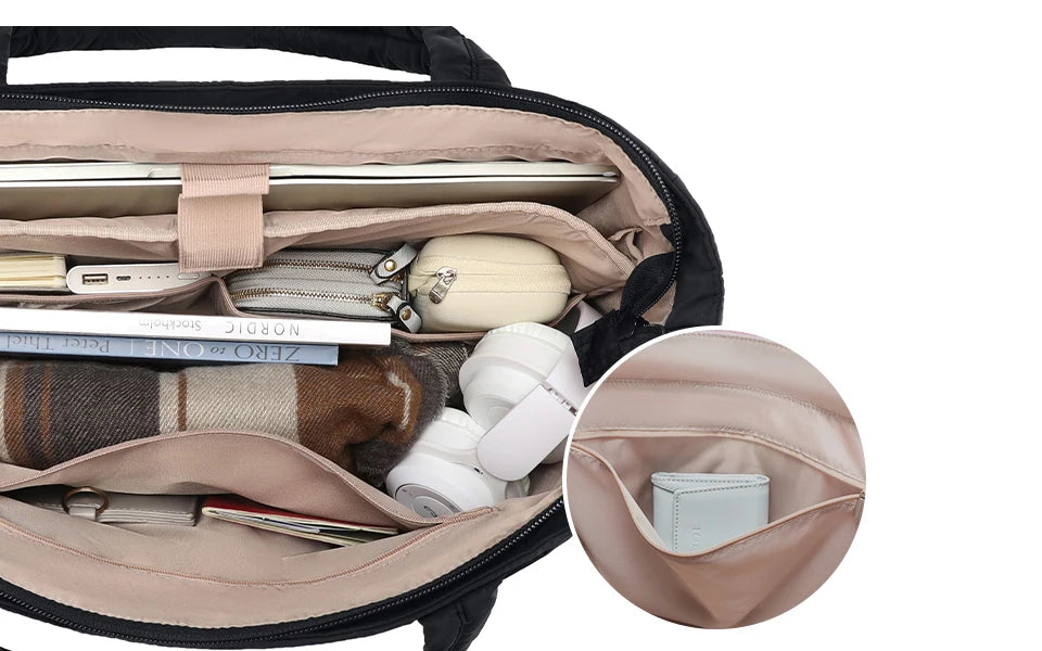 Puffy Tote Bag Big Square Cotton Padded Quilting Shoulder Bag