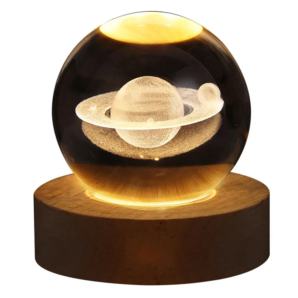 6cm Night Light Milky Way Galaxy Solar System Crystal Ball Night Lamp Ambient LED Light