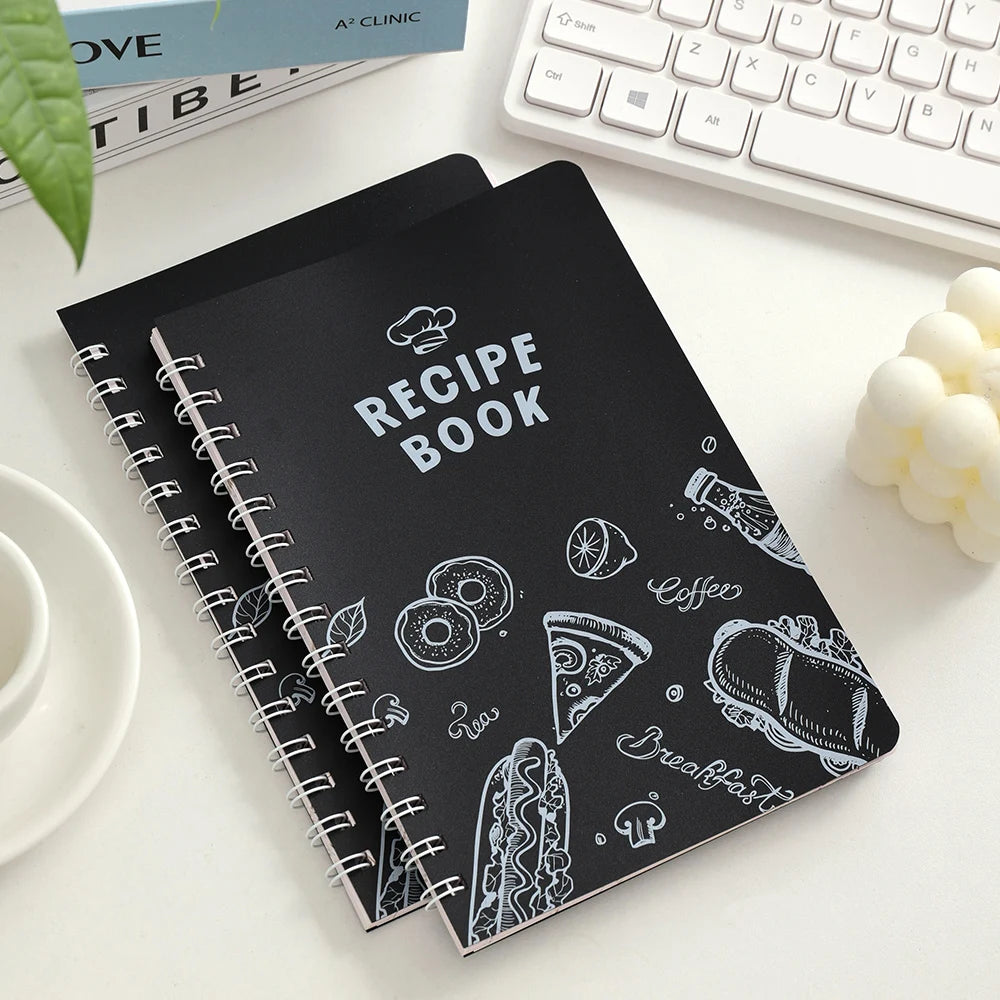 48 sheets Black Cover Recipe Journal Healthy Eating Planner Organize Personal Recipes Daily Meal Bound Cookbook With Stickers