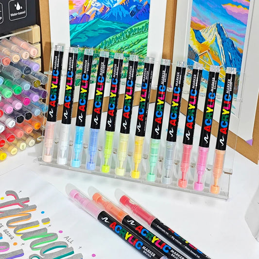 12-120 Colors Acrylic Paint Pens Markers Brush Tip Paint Markers For Rock Painting Wood Canvas Stone,Christmas Gift DIY Crafts
