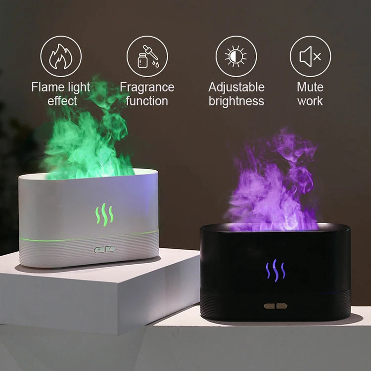 Aroma Diffuser Air Humidifier Ultrasonic Cool Mist Maker Fogger Led Essential Oil Flame Lamp Diffuser