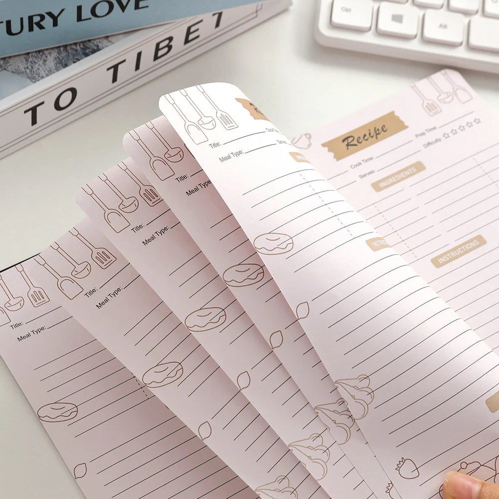 48 sheets Black Cover Recipe Journal Healthy Eating Planner Organize Personal Recipes Daily Meal Bound Cookbook With Stickers