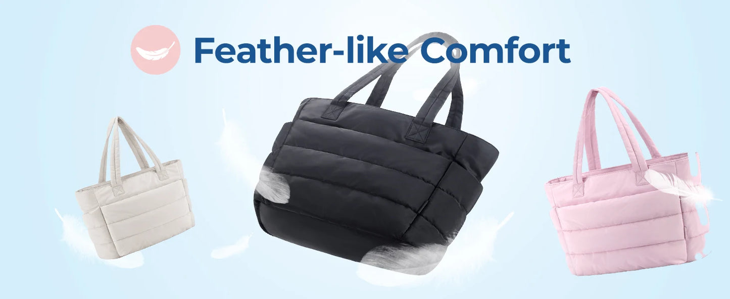 The Bubble Tote Bag Cotton Padded Quilting Puffy Shoulder Purse