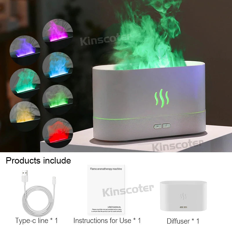 Aroma Diffuser Air Humidifier Ultrasonic Cool Mist Maker Fogger Led Essential Oil Flame Lamp Diffuser