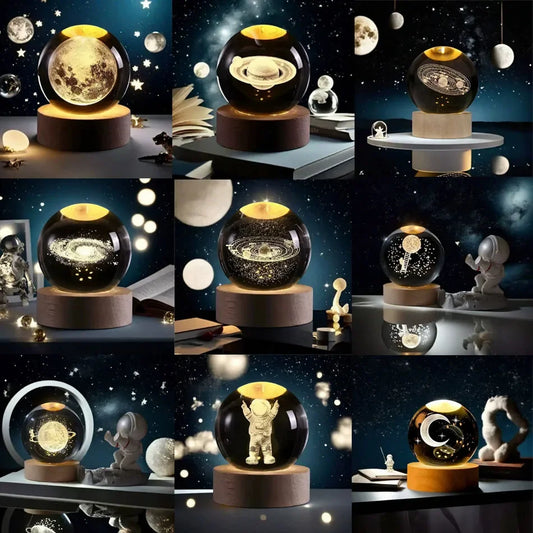 6CM 3D Crystal Ball Lamp With Galaxy And Planetary Projection USB Night Light For Bedroom Decor Plasma Ball Gift