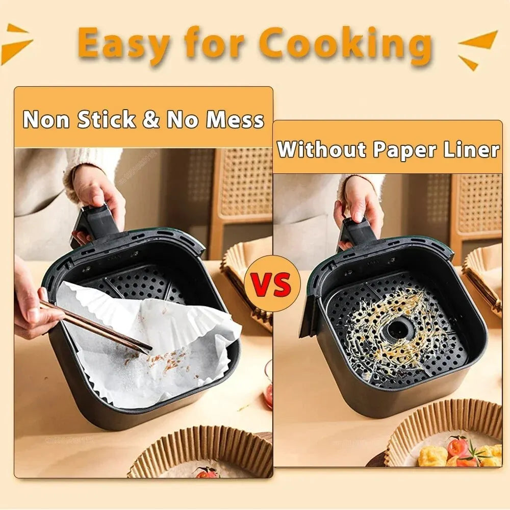 50/100Pcs Air Fryer Disposable Paper Non-Stick Baking Papers Round Air-Fryer Paper Liners