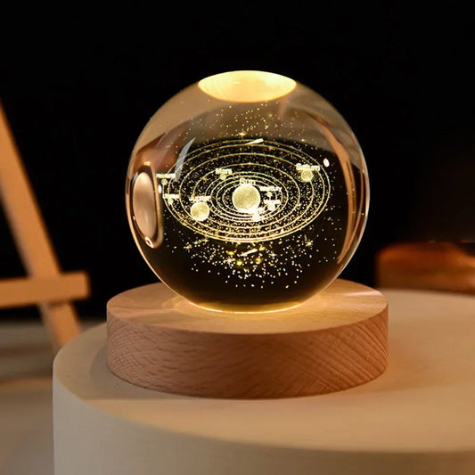USB LED Galaxy Crystal Ball Lamp 3D Planet Moon Light Home Decor Night Light Desk Tabletop Decoration