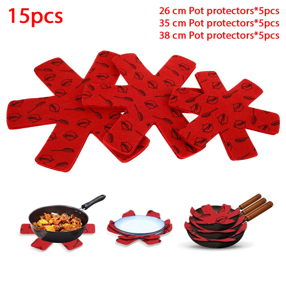 15/12Pc Pot Pan Protectors Non-stick Divider Pads Prevent Scratching Protect Surfaces for Cookware Kitchen Accessories