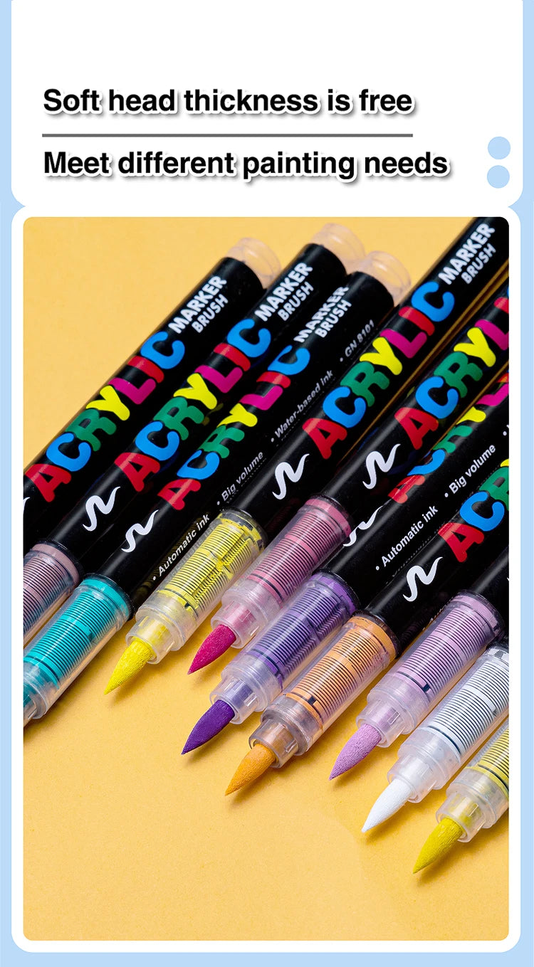12-120 Colors Acrylic Paint Pens Markers Brush Tip Paint Markers For Rock Painting Wood Canvas Stone,Christmas Gift DIY Crafts