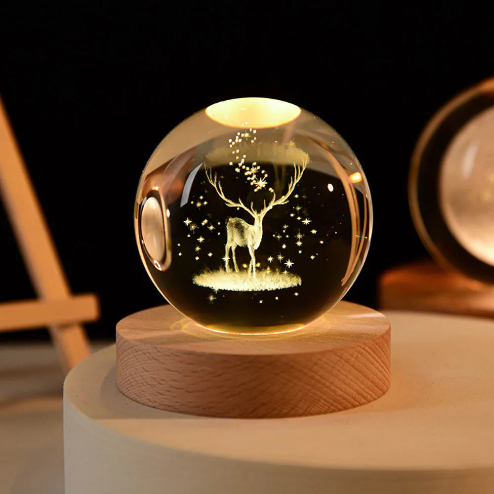 2025 NEW 3D Crystal Ball Light Carving Solar System Galaxy Valentine's Day/ Birthday Gift LED Luminous Planet Night Lights