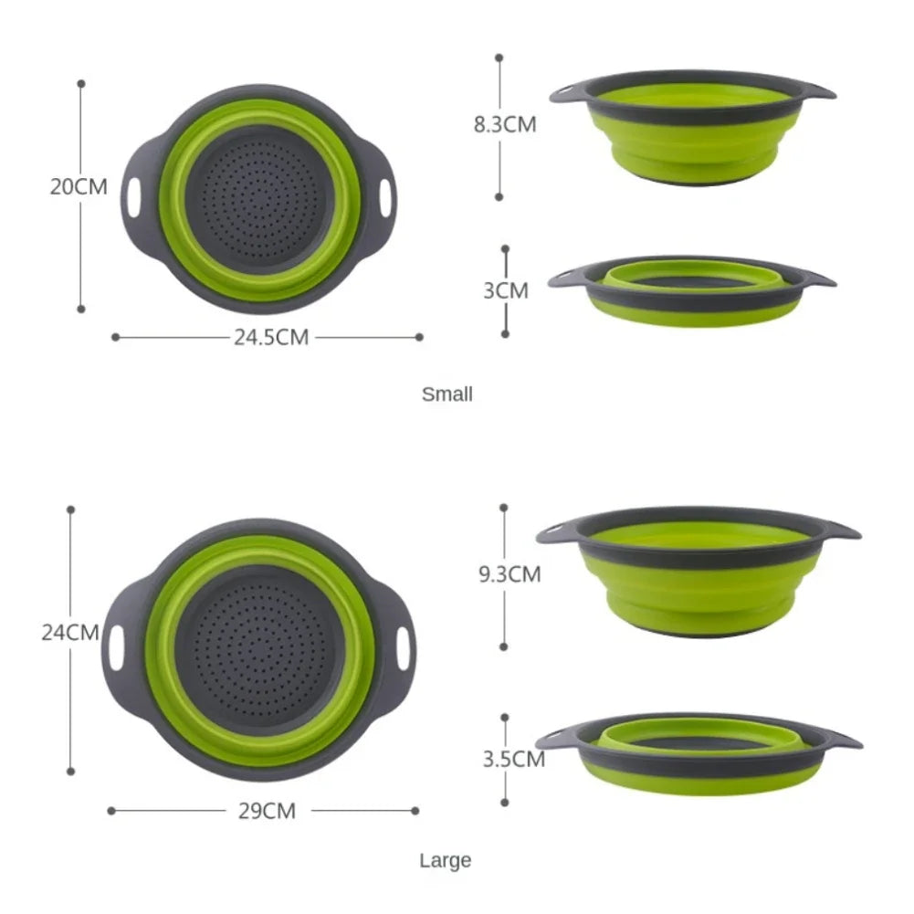 Silicone Round Folding Colander Strainer Basket