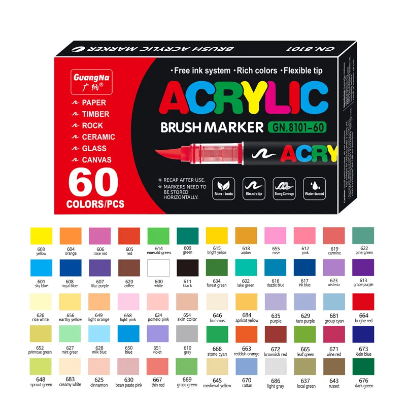 12-120 Colors Acrylic Paint Pens Markers Brush Tip Paint Markers For Rock Painting Wood Canvas Stone,Christmas Gift DIY Crafts