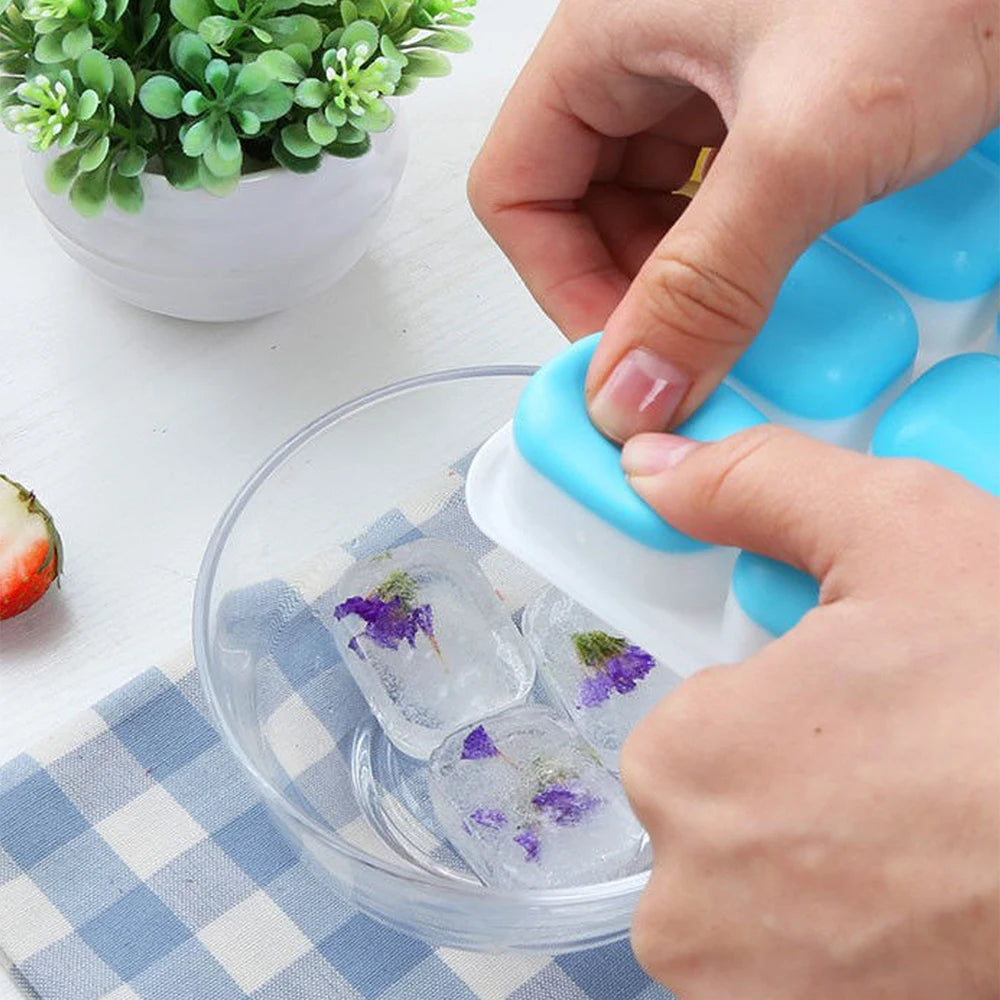 1PC 14 Grid Silicone Ice Cube Mold With Removable Lid