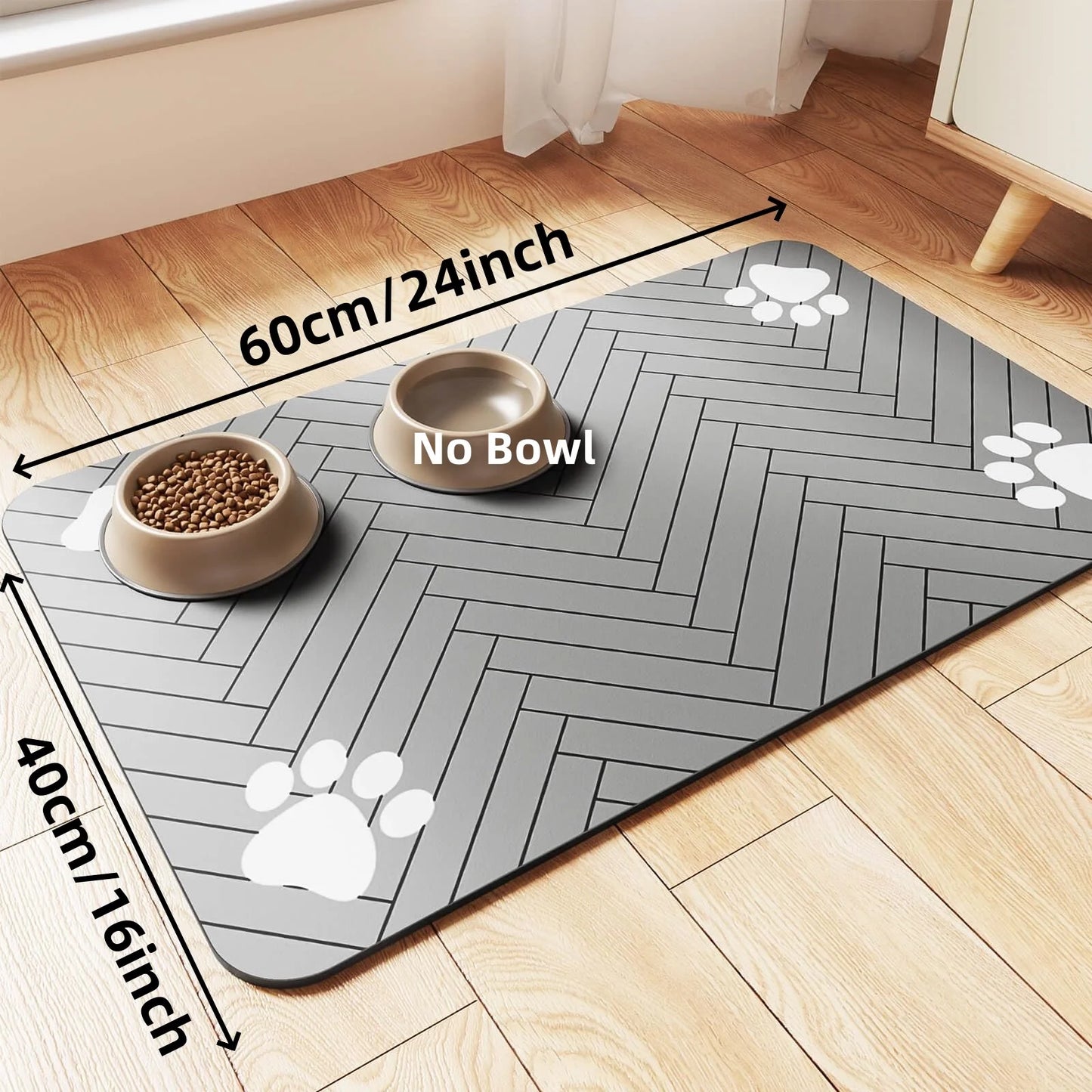 Pet Feeding Mat-Absorbent Pet Placemat for Food and Water Bowl, with Waterproof Rubber Backing, Quick Dry Water Mat
