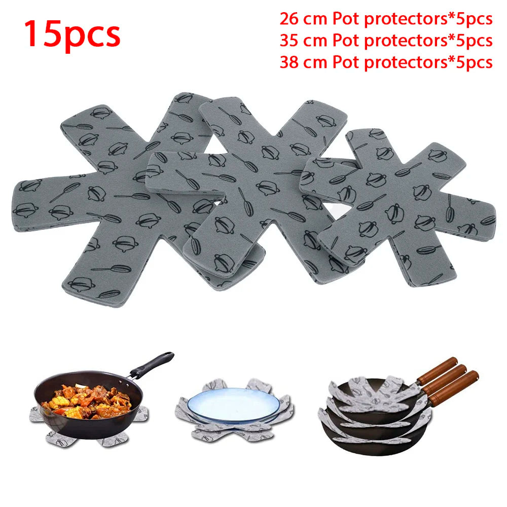 15/12Pc Pot Pan Protectors Non-stick Divider Pads Prevent Scratching Protect Surfaces for Cookware Kitchen Accessories
