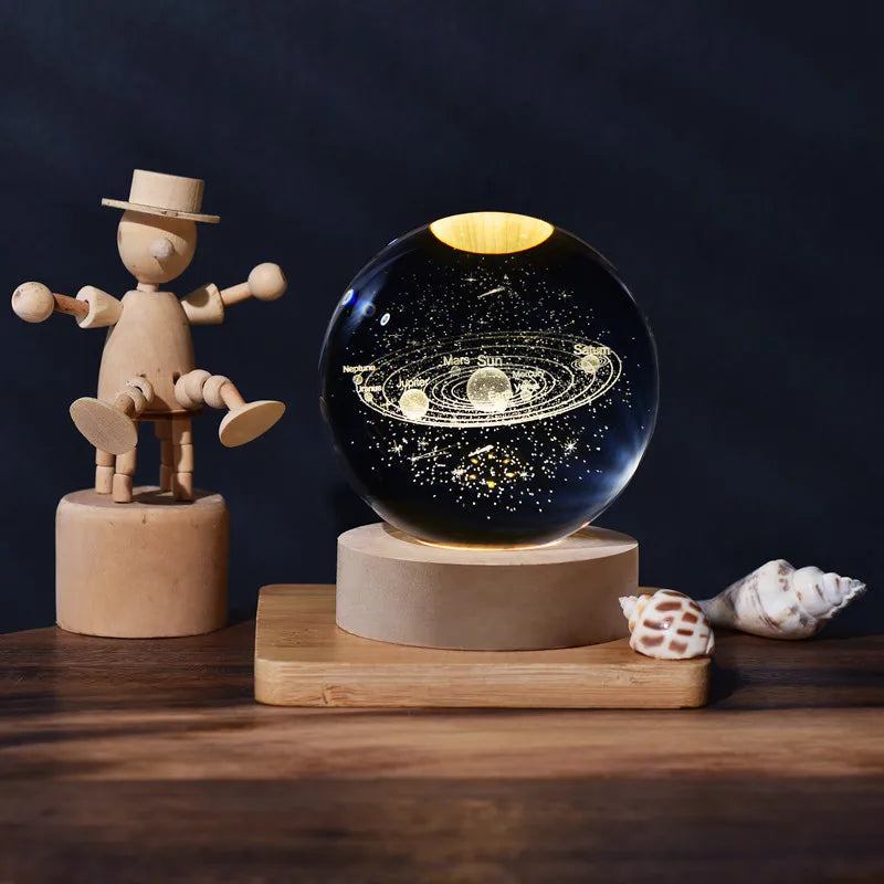 2025 NEW 3D Crystal Ball Light Carving Solar System Galaxy Valentine's Day/ Birthday Gift LED Luminous Planet Night Lights