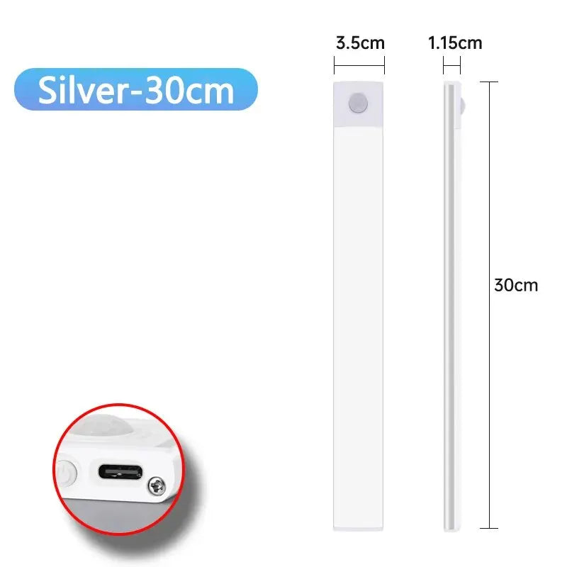 LED Cabinet Light USB Type-C Rechargeable Motion Sensor Led Lamp 10cm/20cm/30cm/40cm/50cm