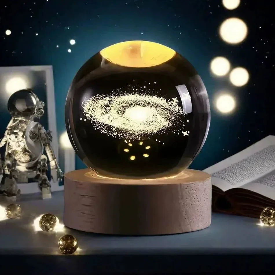 6CM 3D Crystal Ball Lamp With Galaxy And Planetary Projection USB Night Light For Bedroom Decor Plasma Ball Gift