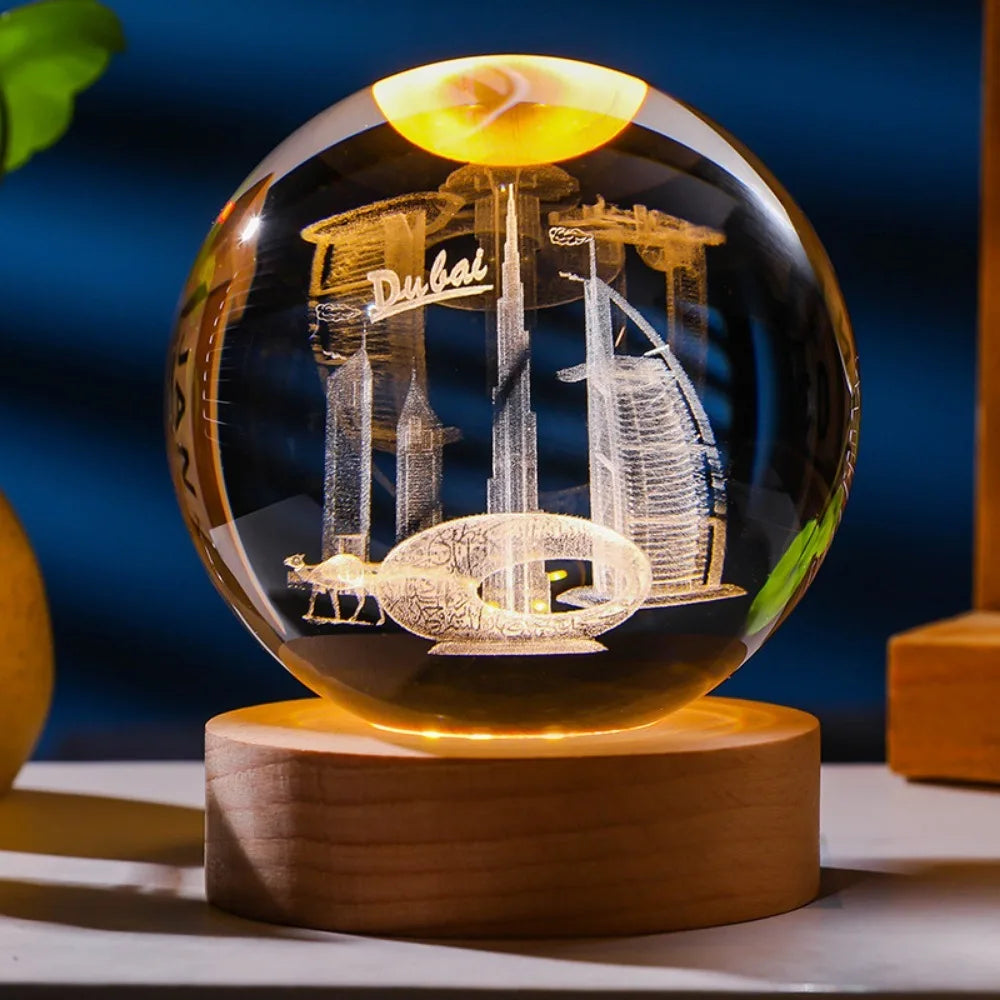 3D Axolotl and more Laser Engraved Crystal Ball Colored Night Light, Gift/Home Decoration