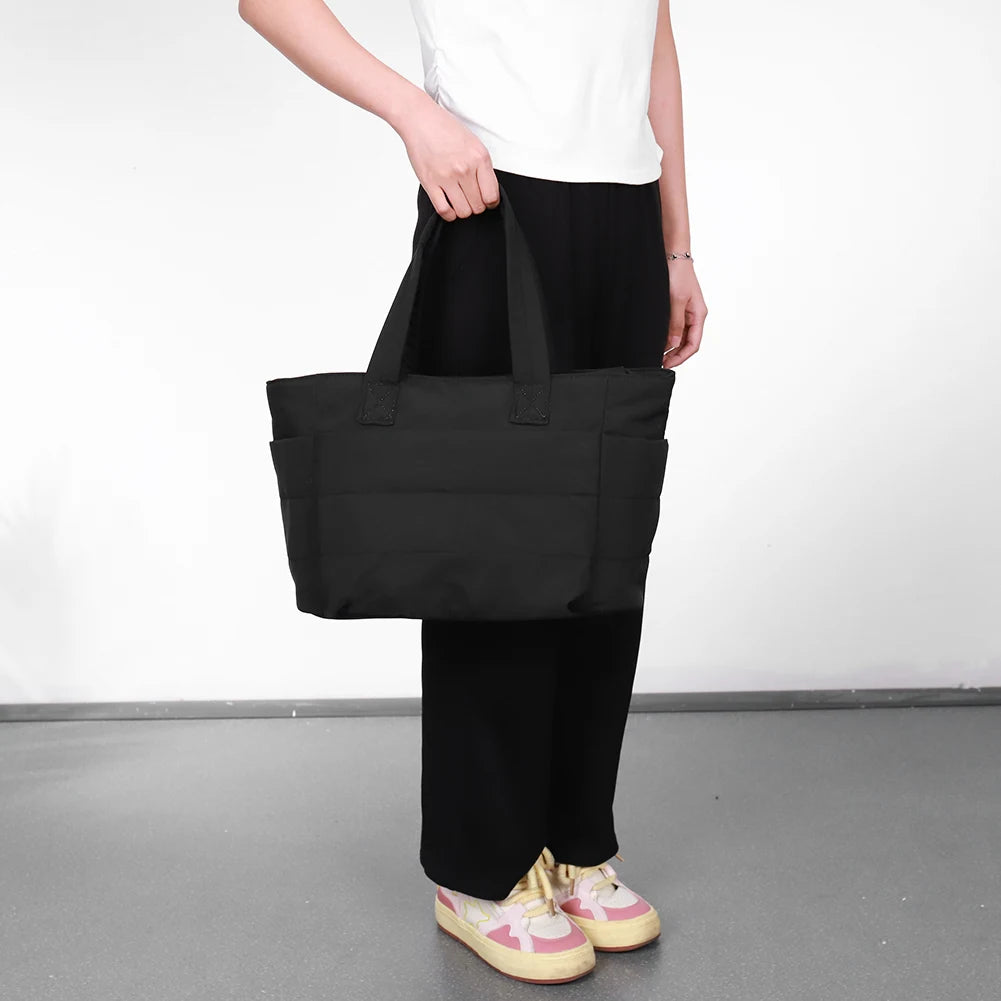Puffer Tote Bag for Women Lightweight Down Cotton Padded Crossbody Bag Large Capacity