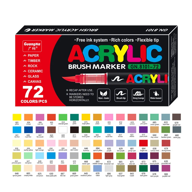 12-120 Colors Acrylic Paint Pens Markers Brush Tip Paint Markers For Rock Painting Wood Canvas Stone,Christmas Gift DIY Crafts