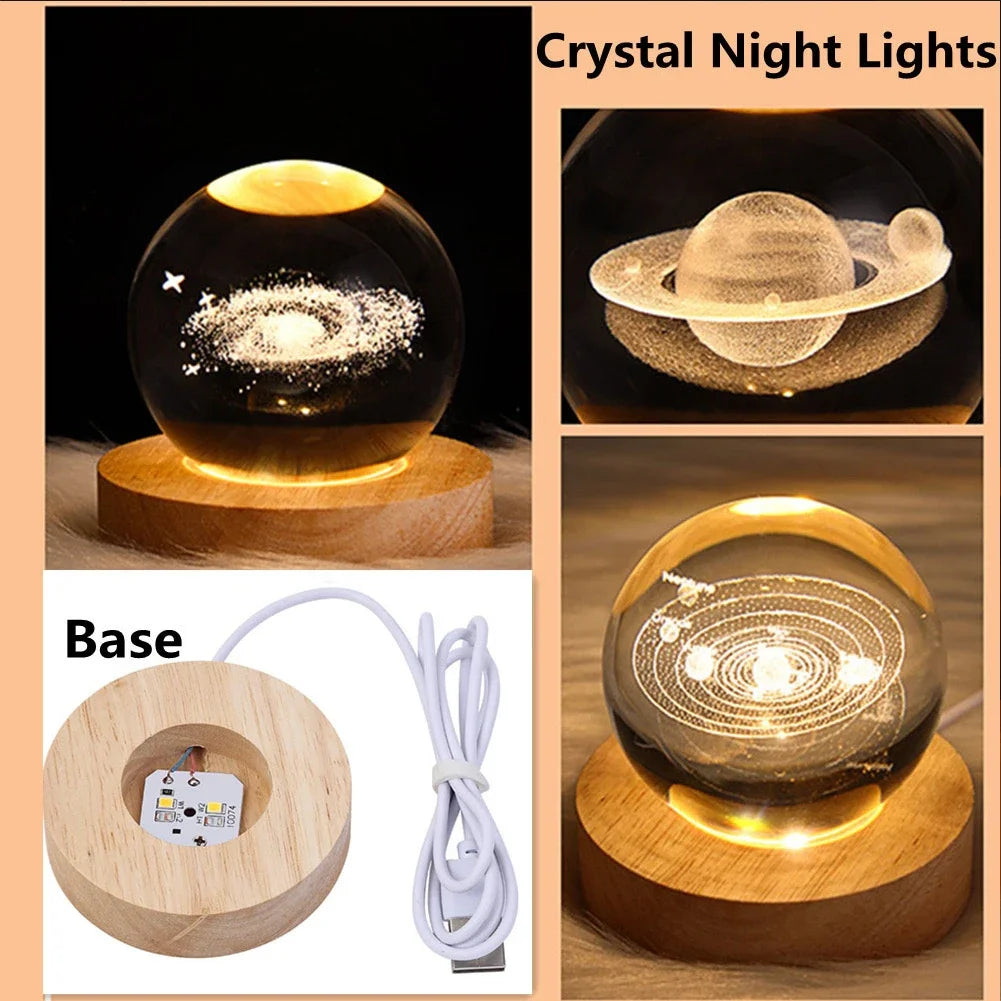 6cm Night Light Milky Way Galaxy Solar System Crystal Ball Night Lamp Ambient LED Light