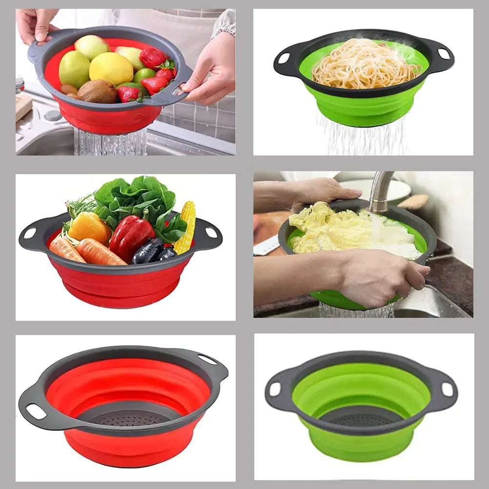 Silicone Round Folding Colander Strainer Basket