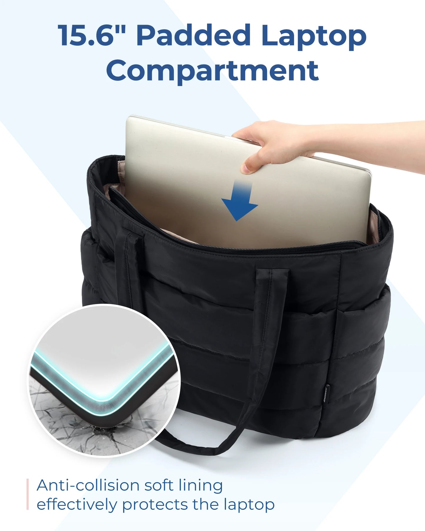 Tote Bag Puffy Padded Bags Leisure Commuting Handbag Large Capacity Storage Organizer