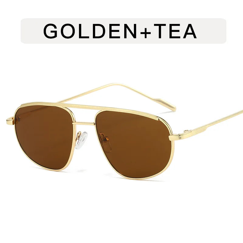 Metal Punk Square Pilot Luxury Brand Metal Half Frame Sunglasses Gradient Shades