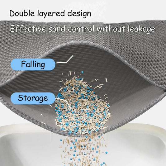 Large Waterproof Cat Litter Mat Double Layer Non-Slip Washable Pet Litter Box Mat Durable Sand Trapper Easy Clean
