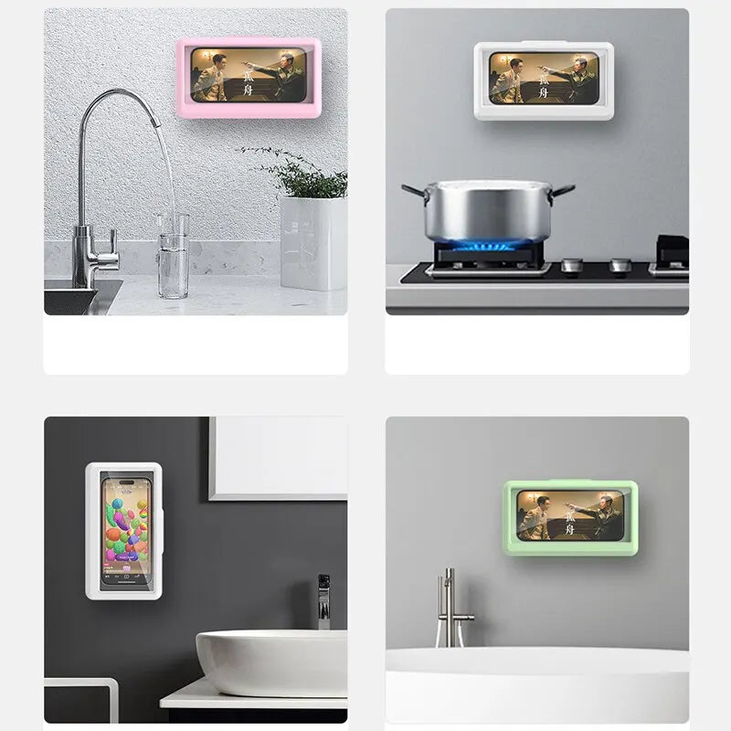 Waterproof Shower Phone Holder Splash-Proof 360° Rotate Can Be Touched Shower Phone Case Mount for Bathroom Kitchen