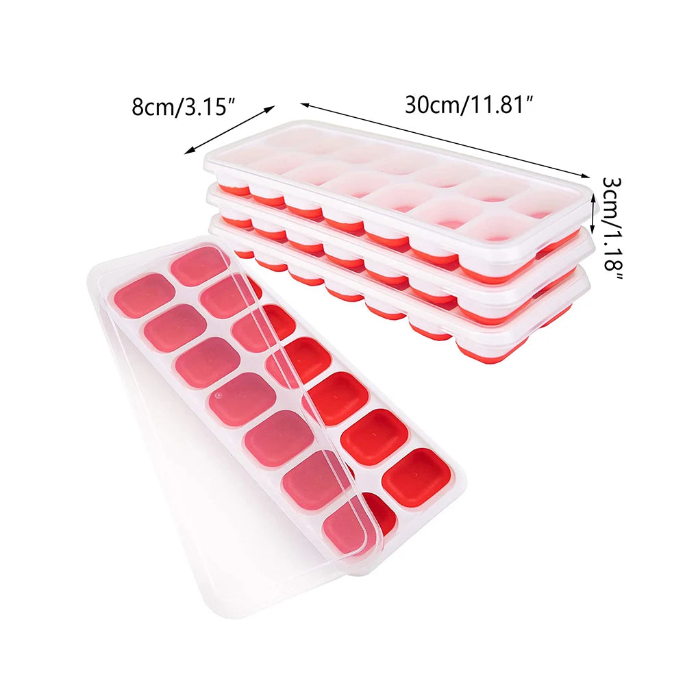 1PC 14 Grid Silicone Ice Cube Mold With Removable Lid