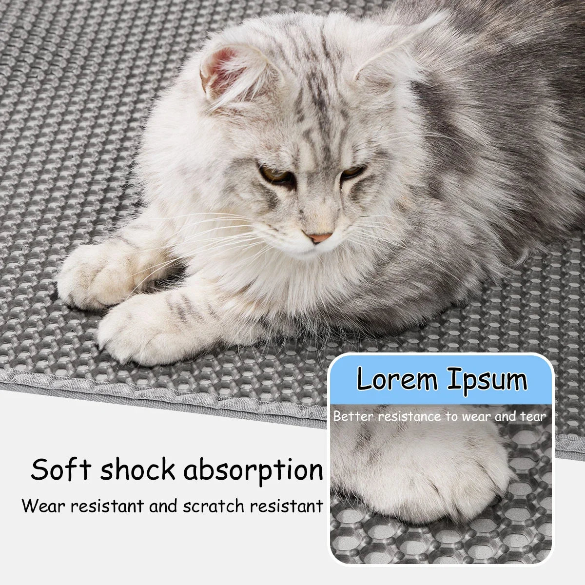 Large Waterproof Cat Litter Mat Double Layer Non-Slip Washable Pet Litter Box Mat Durable Sand Trapper Easy Clean