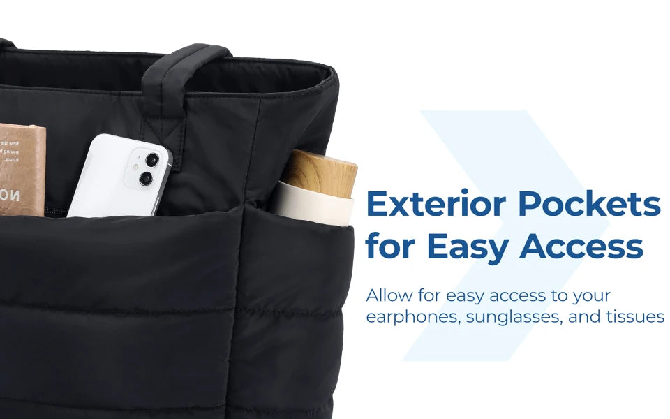 Puffy Tote Bag Big Square Cotton Padded Quilting Shoulder Bag