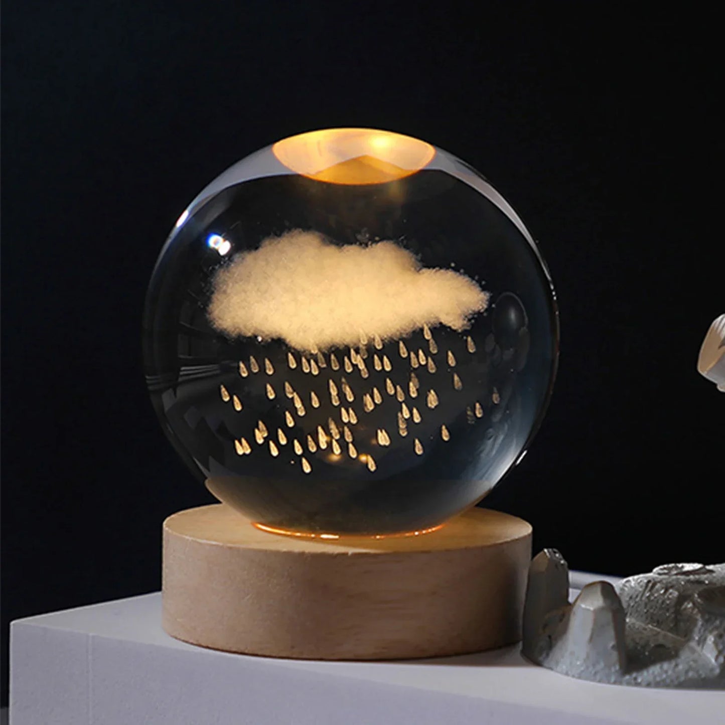 Luminous Crystal Ball LED Night Light Saturn Solar System 3D Moon and More Table Lamp USB