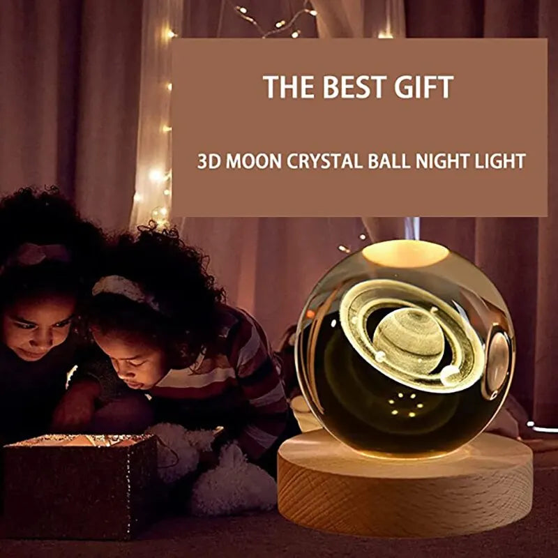 LED Night Light Milky Way Galaxy Solar System Crystal Ball Night Lamp Ambient Light