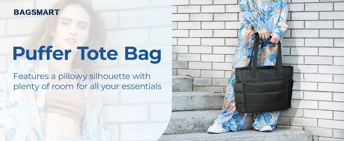The Bubble Tote Bag Cotton Padded Quilting Puffy Shoulder Purse